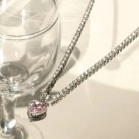 Collar con colgante de corazón rosa para mujer, joyería de piedra lunar de cristal, joyería - details 3