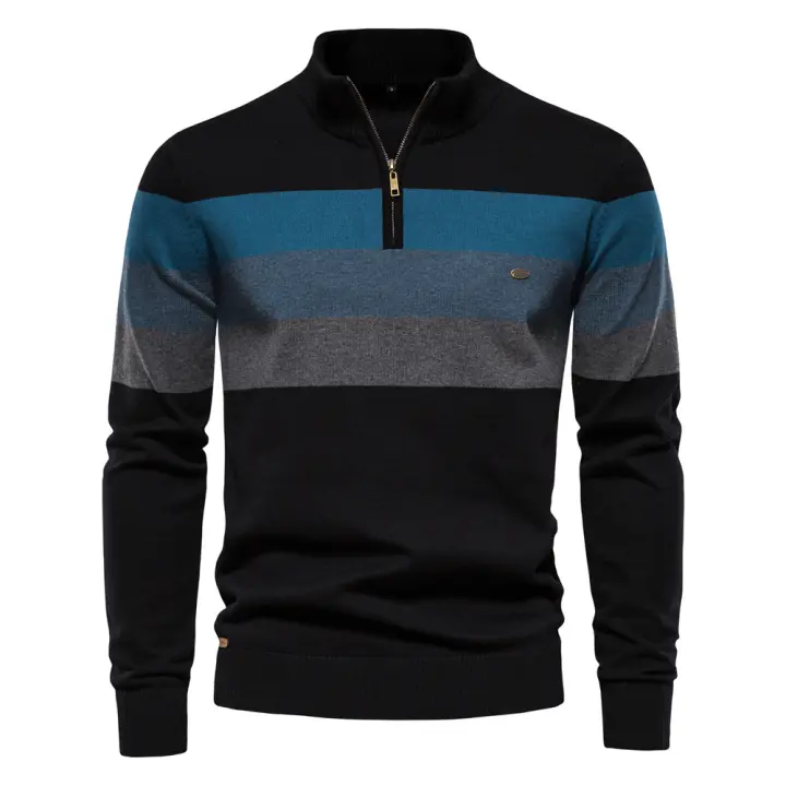 Jersey de cuello alto para hombre, otoño e invierno, top - 1