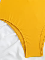 Bañador de una pieza para mujer, traje de baño liso con cuello en V, Monokini Sexy, ropa de playa para verano, 2024 - details 7