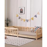Cama infantil con protección contra caídas y somier, 90 x 200 cm, color blanco, cama de suelo Montessori, cama de madera maciza de pino para cama individual (blanco, 90 x 200 cm) - details 5