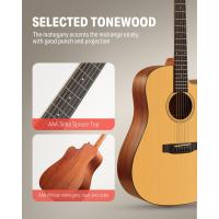 Guitarra Acústica de Adulto Guitarra Cutaway 4/4 Kit Dreadnought 41 Pulgadas de Principiante con Cuerde Afinador Cejilla Sunburst - details 27