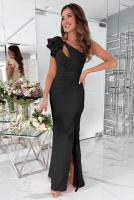 Elegante Vestido Largo de Noche Unicolor con Abertura, Detalles Bohemios, Tejido Elegante y Vaporoso Ideal para Bodas y Fiestas - details 15
