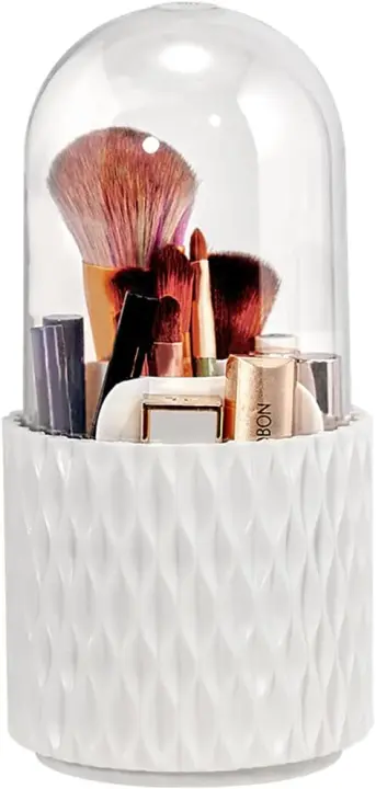Caja de Almacenamiento de Maquillaje Giratoria 360 Grados con Tapa Transparente para Baño Organizador de Medio Ambiente Resistente al Polvo Material de Muebles y Organización - 1