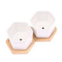 Bandeja de cerámica hexagonal blanca simple europea ETA, contenedor de plantas jugosas, bonsai pequeño ETA - details 14
