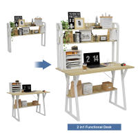 Rcynview Mesa de Escritorio con Estante Mueble Moderno para Hogar y Oficina Ironía y Madera Base Material Incluye Enchufes y Estantes - details 6