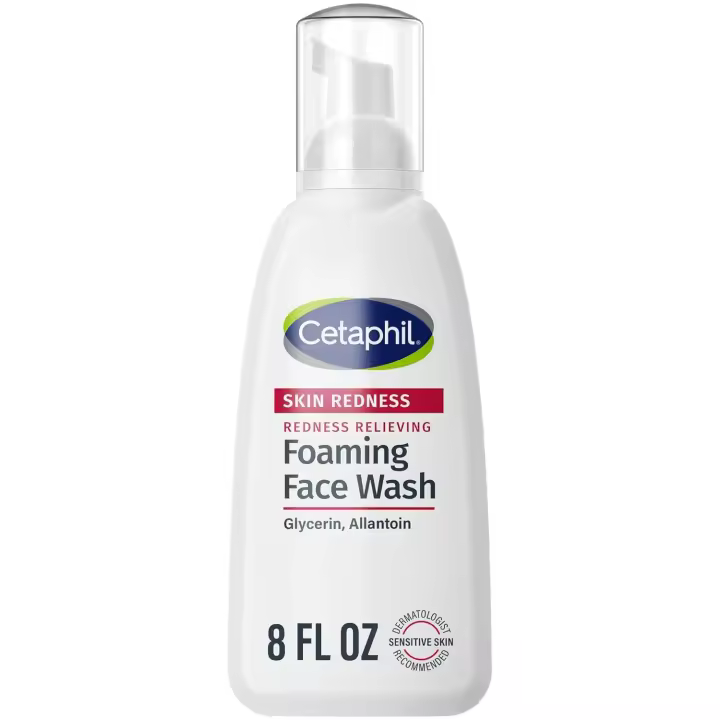 Cetaphil Redness Relieving Foaming Face Wash para la piel, 8 fl oz, limpia suavemente y calma la piel sensible sin secar demasiado, - 1