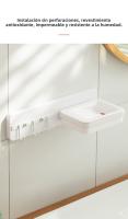 Jabonera De Pared Escurridor Jabonera Lavabo Baño Multifuncional Pequeños Ganchos Jabonera Estante - details 6