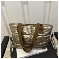 Moda señoras Tote bolsos de gran capacidad de algodón acolchado bolsa de compras rombo bolso portátil acolchado sólido para viajes de ocio - details 17