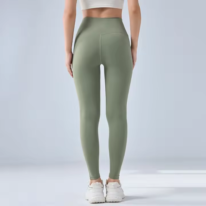 Pantalones deportivos desnudos de cintura alta y glúteos sin tacones, pantalones de gimnasia, ropa de yoga - 1