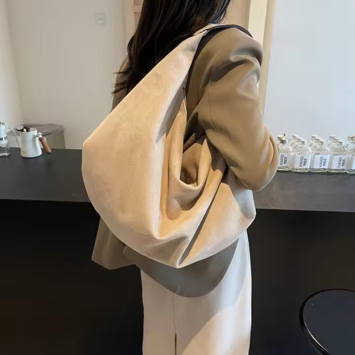 Bolso Tote de Gran Capacidad en Color Sólido, Bolso Casual de Mujer con Cierre de Cremallera, Bolso de Hombro de Moda, Material de Poliéster, Sin Pintura en los Bordes, Ideal para Uso Diario |   Estilo minimalista - 1