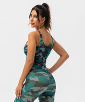SHINBENE Sujetador Deportivo Largo de Cuello V para Mujer con Estampado de Camuflaje y Junto Incorporado para Yoga Fitness Workout Tamaño XS-XL - details 29