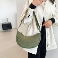 Bolso Cruzado Semi-Luna Bolso de Hombro de Pana Casual para Mujeres Bolso de Mano de Viaje de Color Sólido - details 13