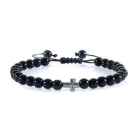 Pulsera de Piedra Natural 6mm Estilo Trenzado para Hombres y Mujeres Cruza de Oración Jesús - details 5