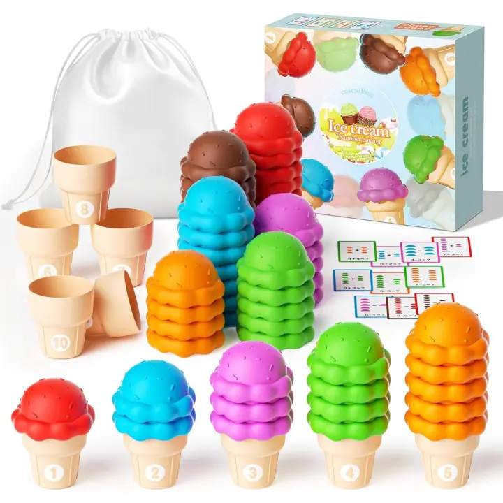 Juguetes de Helado Excitat Set de 20 Piezas para Aprender Alfabeto y Números - 1