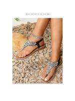 IELTS Run gran Tamaño Hueco, Sandalias de Diamantes de Imitación de Fondo Plano Transfronterizo, Comodidad Bohemia Zapatos de Mujer Verano 3016 -1A - details 3