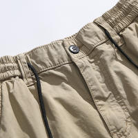 Pantalones Cargo de Verano para Hombres Cintura Elástica, Color Sólido, Gran Bolsillo, Pesca al Aire Libre, Material de Algodón - details 9