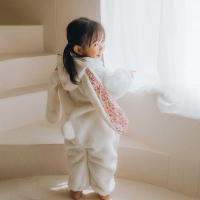 Cute Baby Cartoon Romper Warm Fleece One-piece Overall Autumn Winter Toddler Outwear Jumpsuits - details 5
