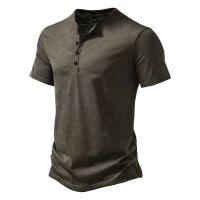Camisetas de Moda Callejera Hip Hop para Hombres Alta Calidad en Algodón, Manga Corta, Botón, Color Uno - details 11