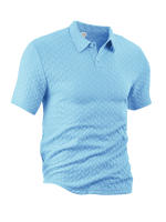 Hombre verano slim transpirable transpiración suelta casual color sólido jacquard hombre manga corta Polo - details 33