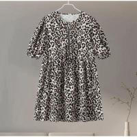 Vestido holgado de algodón con mangas abullonadas para mujer, ropa elegante de manga corta con cuello redondo, suave, verano - details 1