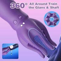 Empaque privado Masajeador de glande masculino sexy con 3 modos de empuje y 9 modos de vibración, entrenador de retardo, vibrador, masturbador de clímax oral, juguetes sexuales para hombres - details 5
