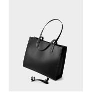Nueva Bolsa Tote de Nicho para Mujeres de Cuero Genuino de Gran Capacidad, Maletín para Laptop, Bolsa de Viaje de Cuero de Vaca Negro - details 25