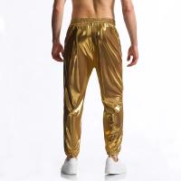 Modo Superficie brillante estampage à chaud hommes pantalons décontractés Harajuku Hip Hop Disco danse Streetwear cordon discothèque pantalon - details 3