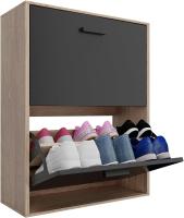 Mueble zapatero de 12 pares - Estantería de gran capacidad para vestíbulo o pasillo - (ancho) 60 x (profundidad) 24 x (alto) 80 cm - Madera clara blanca - details 145