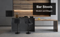 Taburetes Altos de Cocina, Taburete de Bar Regulable en Altura con Respaldo, Taburete Alto Ajustable de Cuero PU, Taburete Cocina Moderna, Marrón, Gris Oscuro, Negro - details 0
