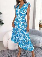 Vestido estampado de primavera y verano para mujer, largo Tre sin mangas, con cuello de seta comestible, adecuado para vacaciones - details 13