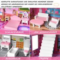 Casa de muñecas de madera con muebles y accesorios