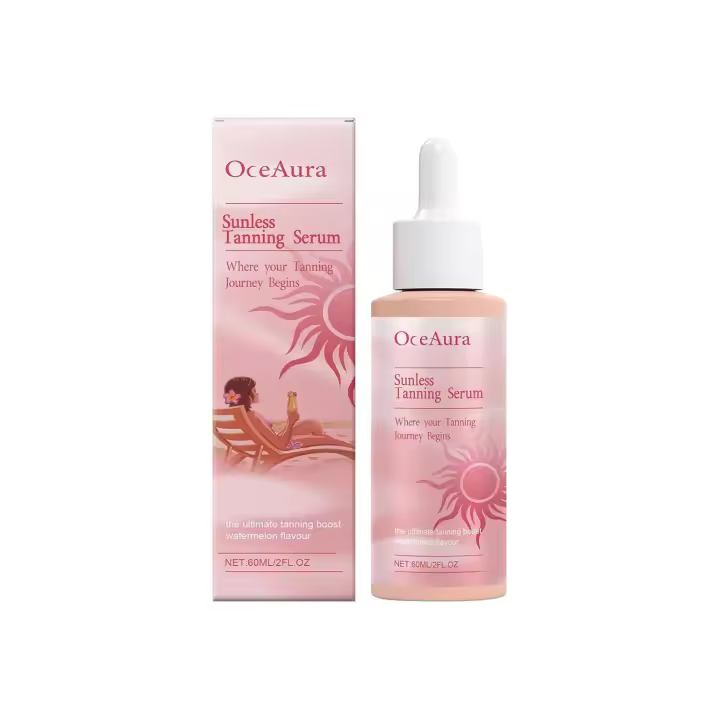 Hot OceAura Suero bronceador sin sol Gotas autobronceadoras sin rayas Fórmula hidratante para el cuerpo y la cara con aceite de aguacate y betacaroteno | - 1
