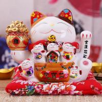 Adorno de Maneki de gato de Beckoning de cerámica de 7 pulgadas, decoración Feng Shui, columpio, A - details 1