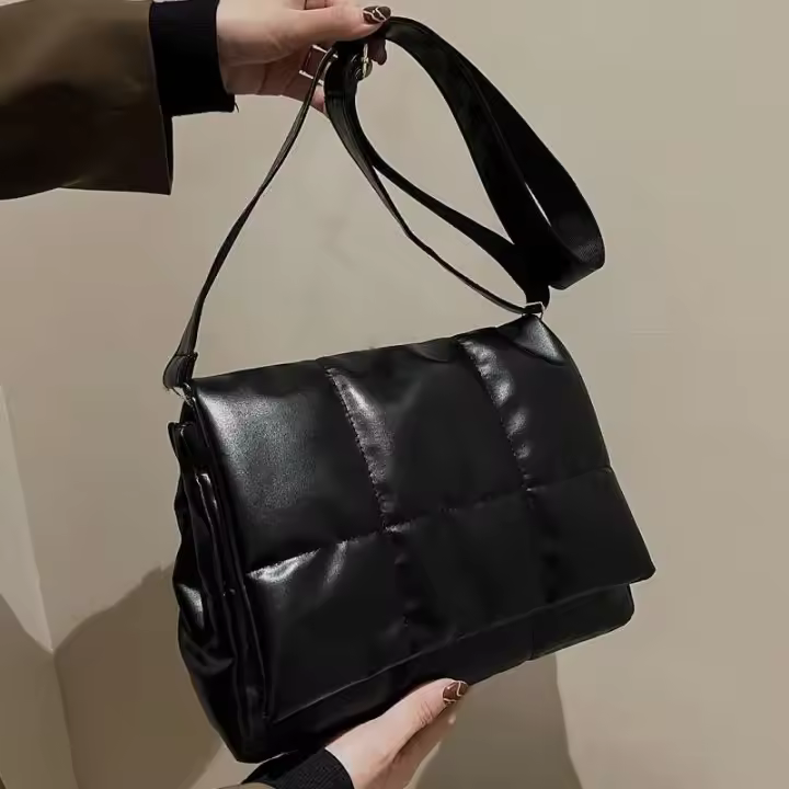 Bolso de hombro de gran capacidad para mujer, pañuelo acolchado suave de diseño lujoso, moderno, a cuadros, para las axilas - 1