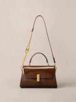 Hombro para mujer: bolso cruzado vintage de cuero encerado con cadena, elegante bolso cuadrado pequeño para las axilas para uso diario Mochila de lujo de alta gama - details 18