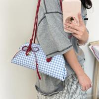 Nuevo bolso de hombro estilo coreano a cuadros, de piel sintética, con lazo dulce, estilo Boston, informal, de color sólido, bolso de mano para mujer, para regalo. - details 35