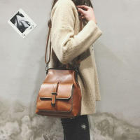 Mochila de PU para mujer, bolso de hombro con correa ajustable de Color sólido, Satchel para la escuela - details 2