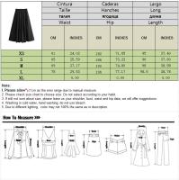Falda Larga A-Line Mooyufon Para Mujer Negro Vintage Chic Cintura Alta Pliegues Anchos Swing Moda Primavera Elegante Casual Polyester - details 0