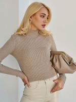Women autumn winter solid knitted pullovers basic slim sweater undershirt - details 5
