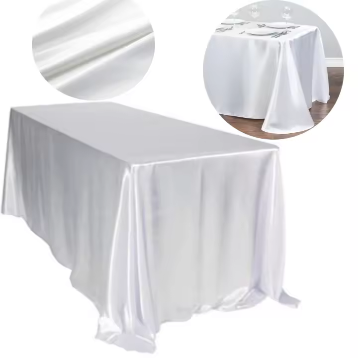 Mantel de Mesita de Seda Brillante Diseño Rectangular con Cubierta de Color - 1