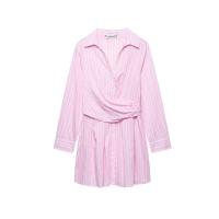 Vestido de rayas con cuello en V para mujeres europeas y americanas - details 1
