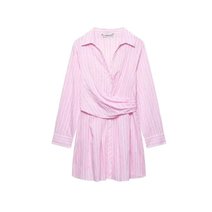Vestido de rayas con cuello en V para mujeres europeas y americanas - 1