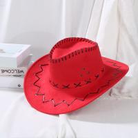 Fashion Unisex Suede Cowboy Hat Fancy Dress Jazz Hat Western Style Wide Brim Felt Fedora Hat Panama Cap Headwear Cap - details 3
