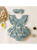 Verano recién nacido bebé niñas de 0 a 18 meses mameluco estampado de girasol sin mangas lindo mono de una pieza para niños - details 13