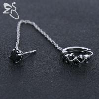 Pendientes de borla de cadena Punk de doble cruz ZS, Piercing de oreja de roca gótica, joyería de motocicleta para hombre, pendientes de circonita CZ - details 7