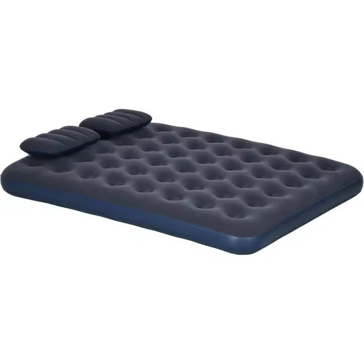 Colchón Hinchable Doble 191x137x22 cm con Inflador Manual Colchón Inflable Plegable con 2 Almohadas Integradas Superficie Flocado para Huéspedes Hogar Viajes Camping - 1
