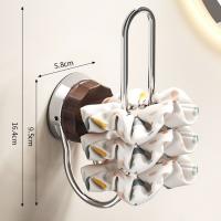 Estante de almacenamiento con ventosa para diadema, ganchos traseros para puerta con soporte de carga fuerte montado en la pared, colgador de esquina de acero inoxidable para ahorro de espacio - details 12