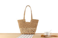 Cuerda de papel hueca con bolsa de hombro individual cóncava de gran capacidad, bolsa tejida de paja para fotos de vacaciones en la playa - details 1