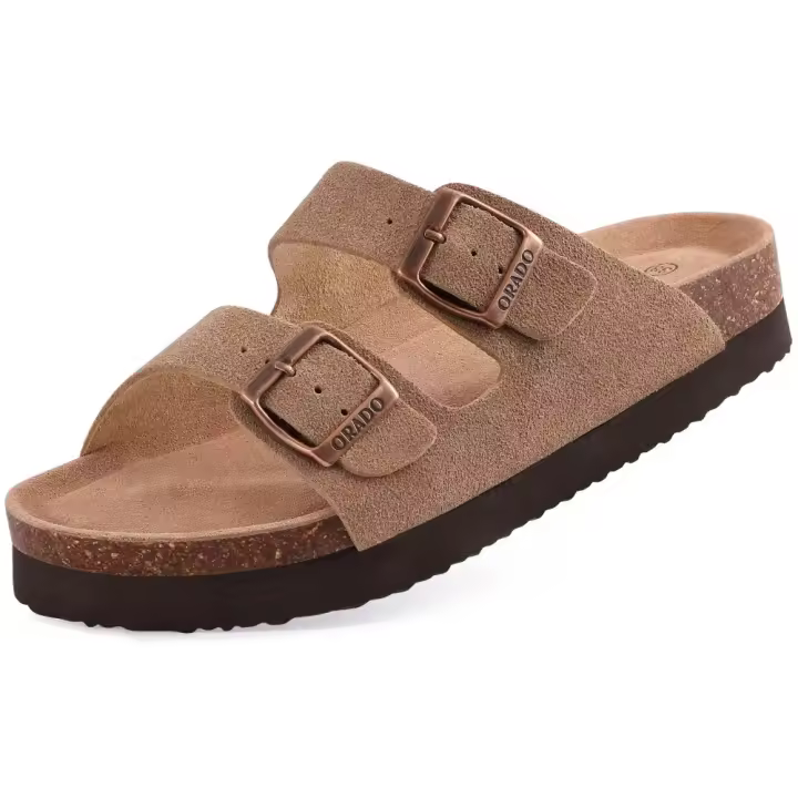 Zapatillas de Gamuza para Hombre Zuecos de Estilo Antideslizantes con Correas Ajustables para Exteriores - 1