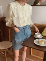 Blusa de verano para mujer, camisa de primavera, blusa para mujer, Blusas largas de gasa, informales, elegantes, Vintage, de manga larga, holgada de gran tamaño, blanca - details 27